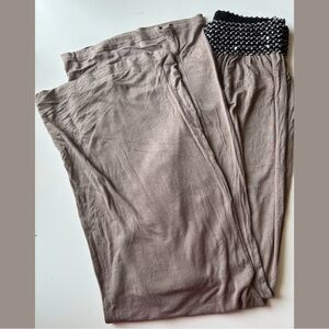 Double Zero Women’s Flare Pants Beige w/ Sparkle Waistband Sz Large Junior’s